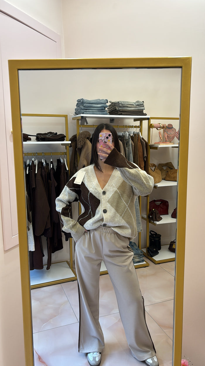 Panta tuta strisce brown