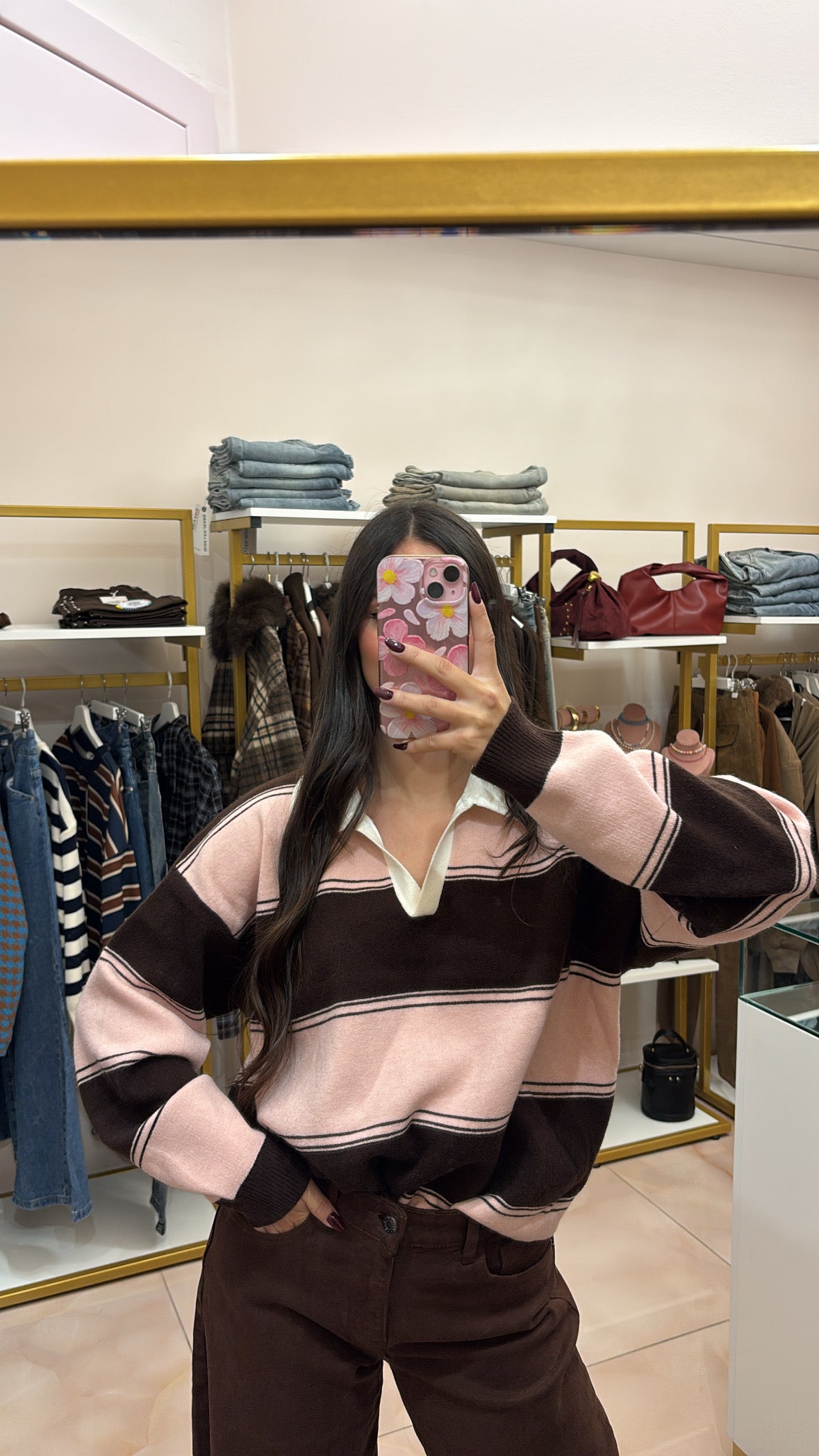 Polo Brown&Pink